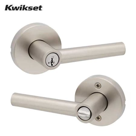 Kwikset Milan entry Lever with Round Rose / Satin Nickel KWS-740MIL-SMT-RDT-15